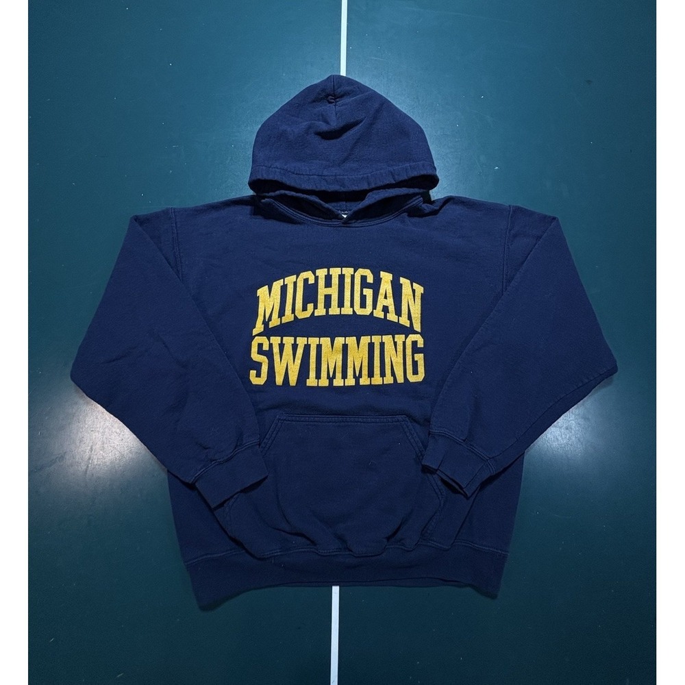 Vintage University Of Michigan‎ Swimming Team Hoodie Sweatshirt Men's Medium 90s